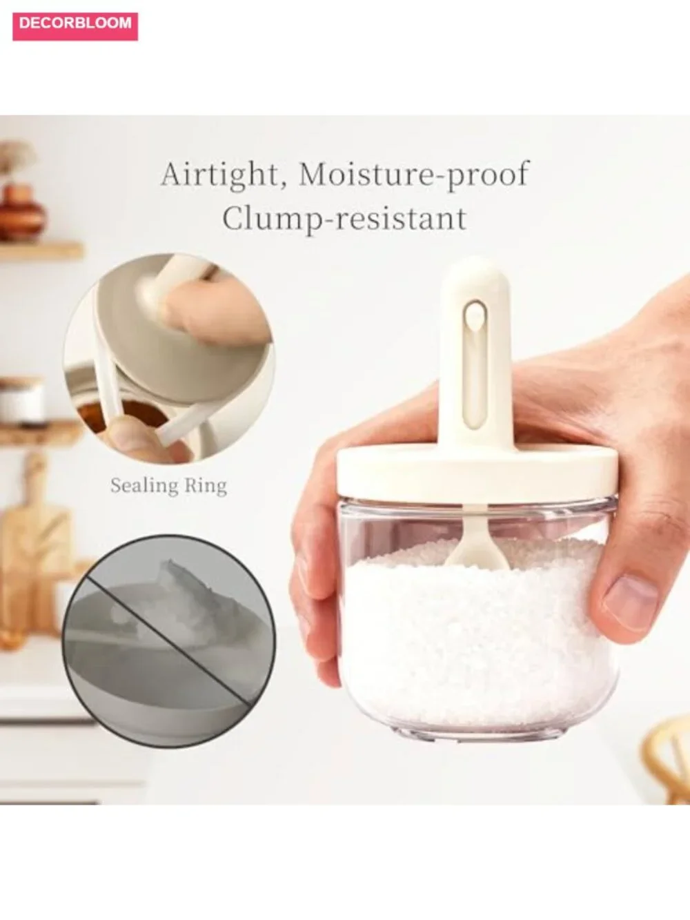 6-Piece Glass Spice Jars with Adjustable Spoon, Airtight Lids, 300ml